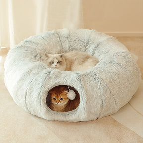 Pet Tunnel Bed with Removable Center Cushion & Play Ball – Bow™