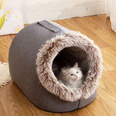 Insulated Pet Cave Bed with Removable Cushion for Dogs & Cats – WarmNest™