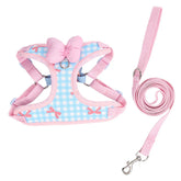 Plaid Bow Print Cotton Collar & Leash Set for Dogs – Chexlo™