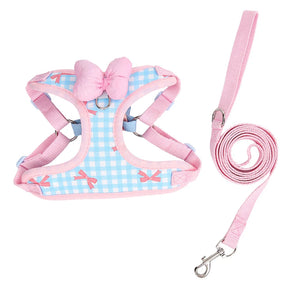 Plaid Bow Print Cotton Collar & Leash Set for Dogs – Chexlo™