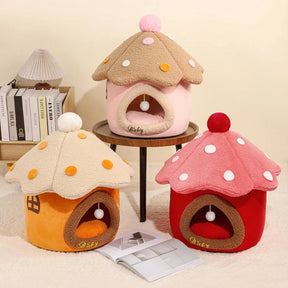 Cupcake Pet Cave Bed in Coral Velvet – SweetNest™