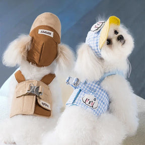 Dog Harness, Leash & Adjustable Hat Set in Blue or Brown – Quenby™