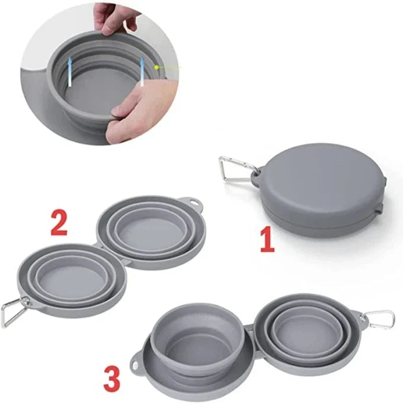 Foldable Silicone Double Pet Bowl for Food & Water – Foldera™
