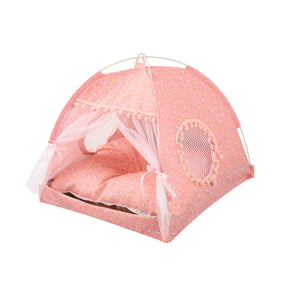 Cotton Pet Tent Bed with Colorful House-Style Design – Nestora™