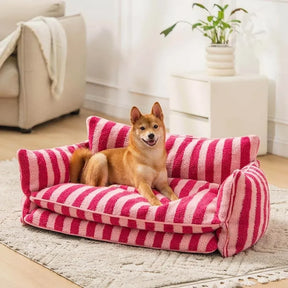 Faux Shearling Pet Sofa Bed with Double-Layer Seat – CasaBelle