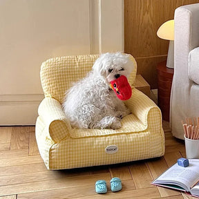 Plaid Pet Sofa Bed with Removable Washable Cover – PetitLounge™