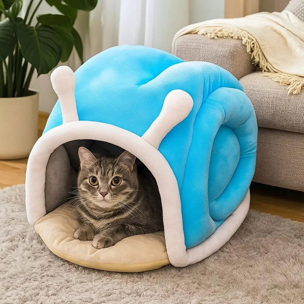 Snail-Shaped Cave Pet Bed with Washable Cushion – SnailNest™