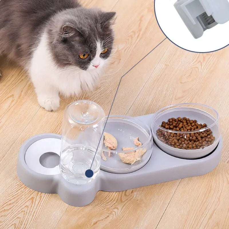 Double Pet Bowl with Automatic Water Dispenser – Trioh™