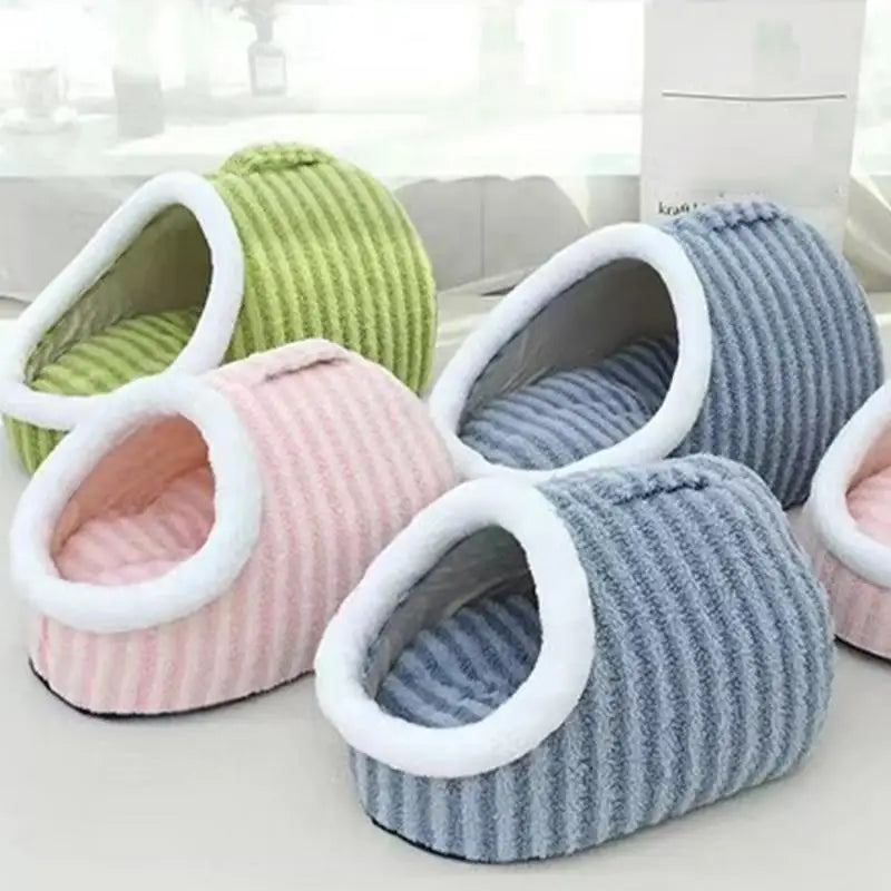 Non-Slip Pet Cave Bed with Removable Cushion & Patterned Design – NookJoy™