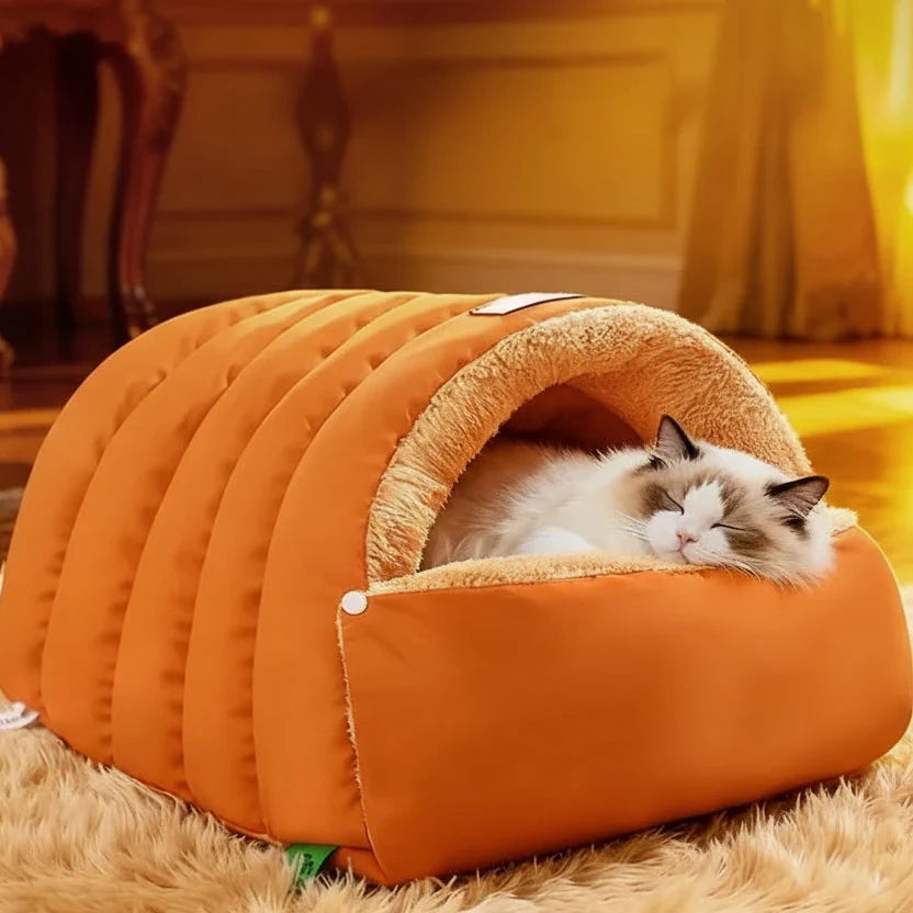 Convertible Pet Cave Bed & Mat with Removable Cover – FlipNest™