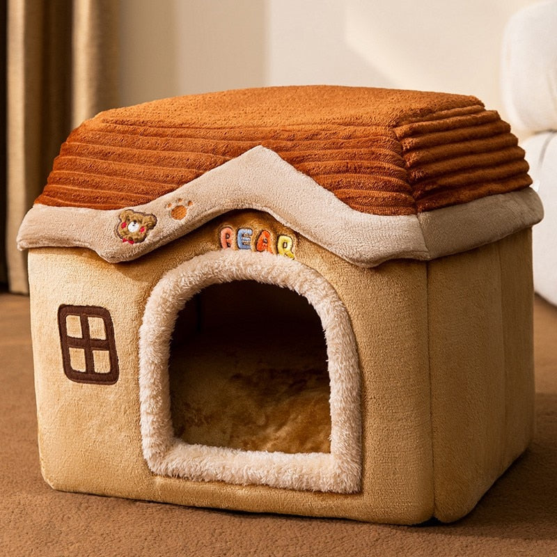 Cotton Pet House Bed with Non-Slip Base – Nooksy™