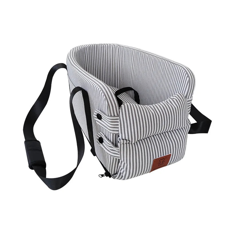 Striped Cotton Linen Pet Car Seat for Travel, One Size – Autora™