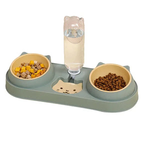 Double Pet Feeding Bowl & Gravity Water Dispenser Set – Cravo™