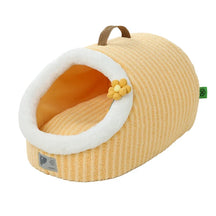 Striped Pet Cave Bed with Removable Cushion – StripeNest™
