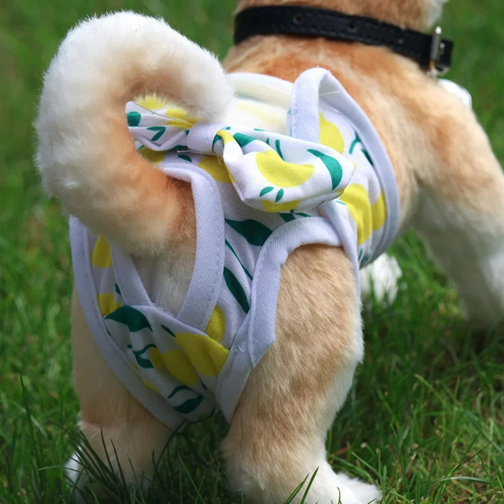 Reusable Dog Diaper for Female Dogs, Lemon & Polka Dot Print – Wistera™