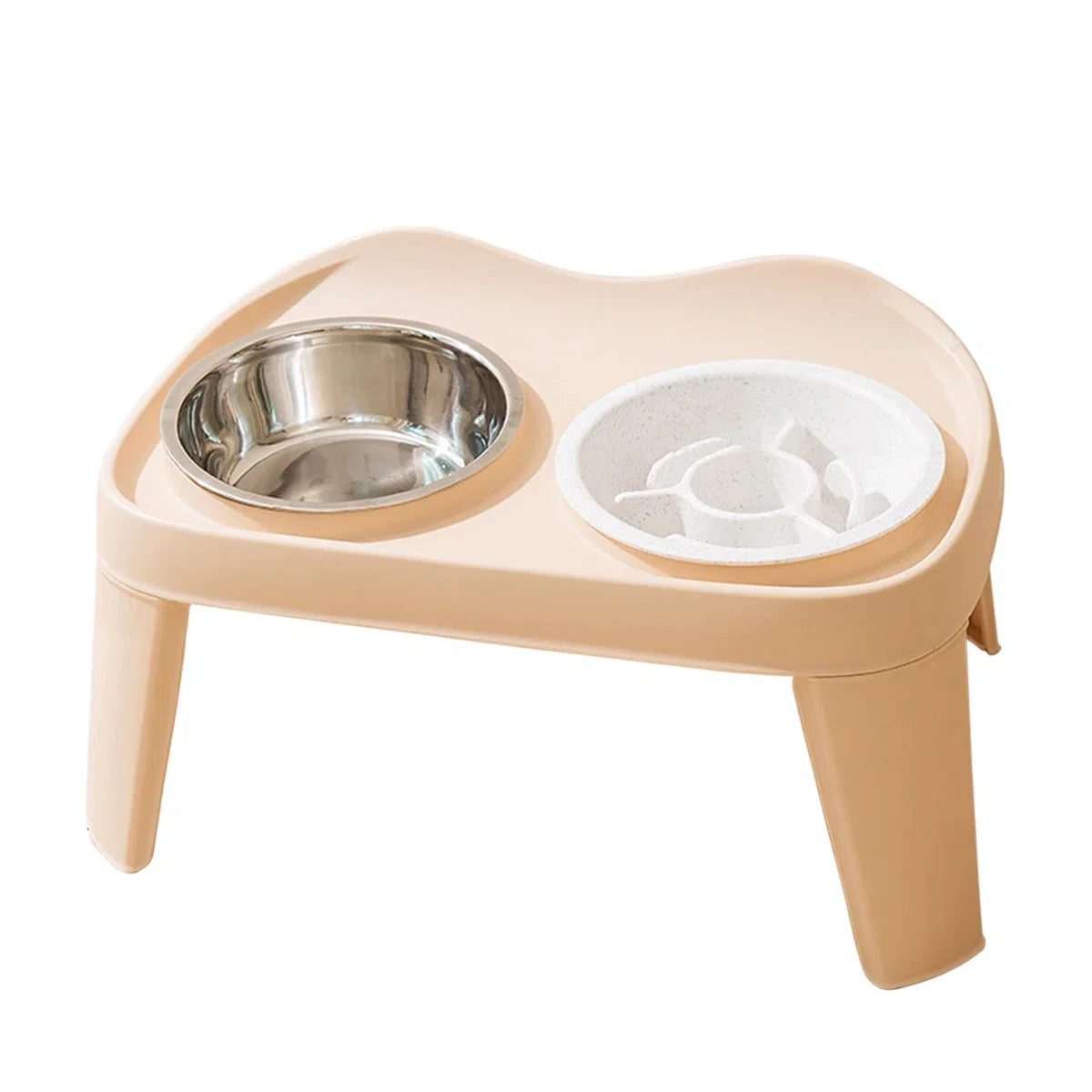 Elevated Double Bowl Set with Slow Feeder Option for Pets – Bowla™
