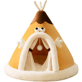 Cotton Pet Cave Bed with Non-Slip Base – CloudBurrow™