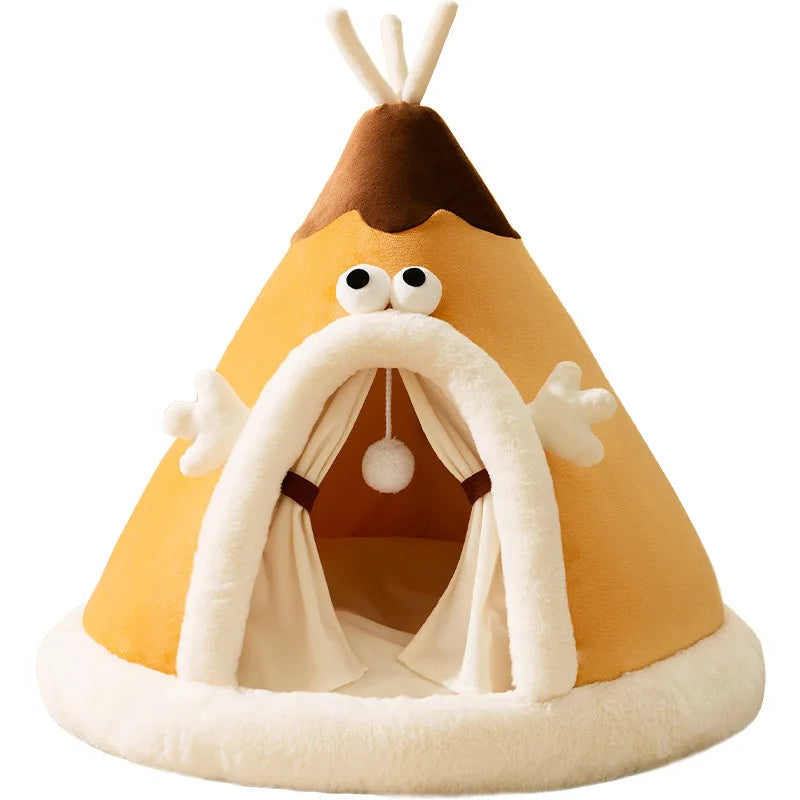 Cotton Pet Cave Bed with Non-Slip Base – CloudBurrow™