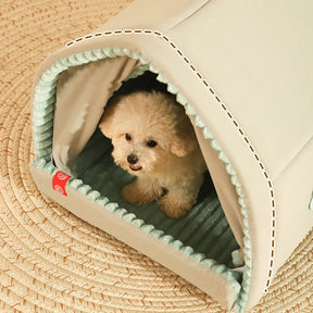 Pet House Bed with Single or Double Curtain – Nooksy™