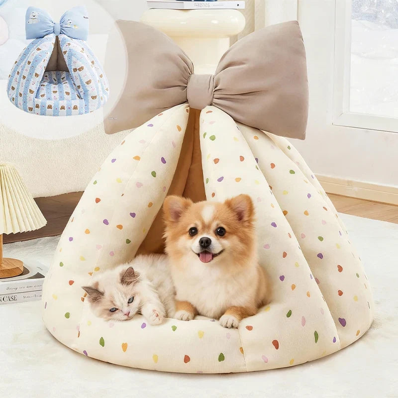 Non-Slip Pet Cave Bed with Removable Cushion for Dogs & Cats – SnugHaven™
