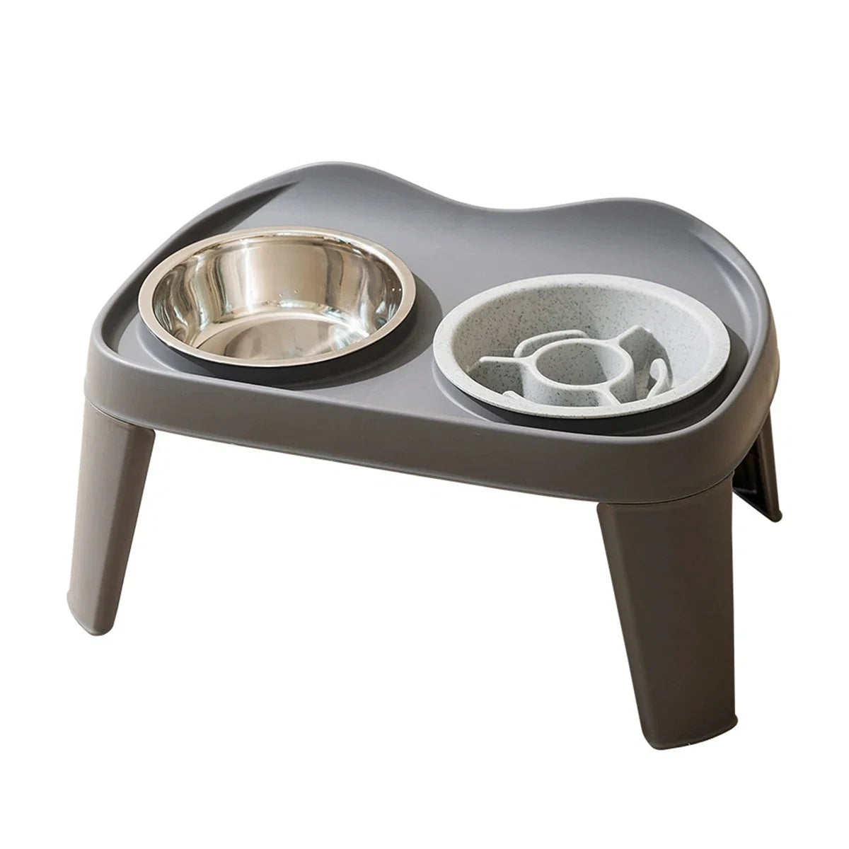 Elevated Double Bowl Set with Slow Feeder Option for Pets – Bowla™