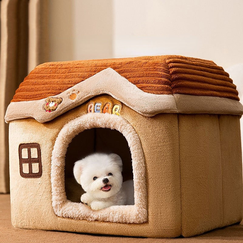 Cotton Pet House Bed with Non-Slip Base – Nooksy™