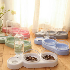 Double Pet Bowl with Automatic Water Dispenser – Trioh™