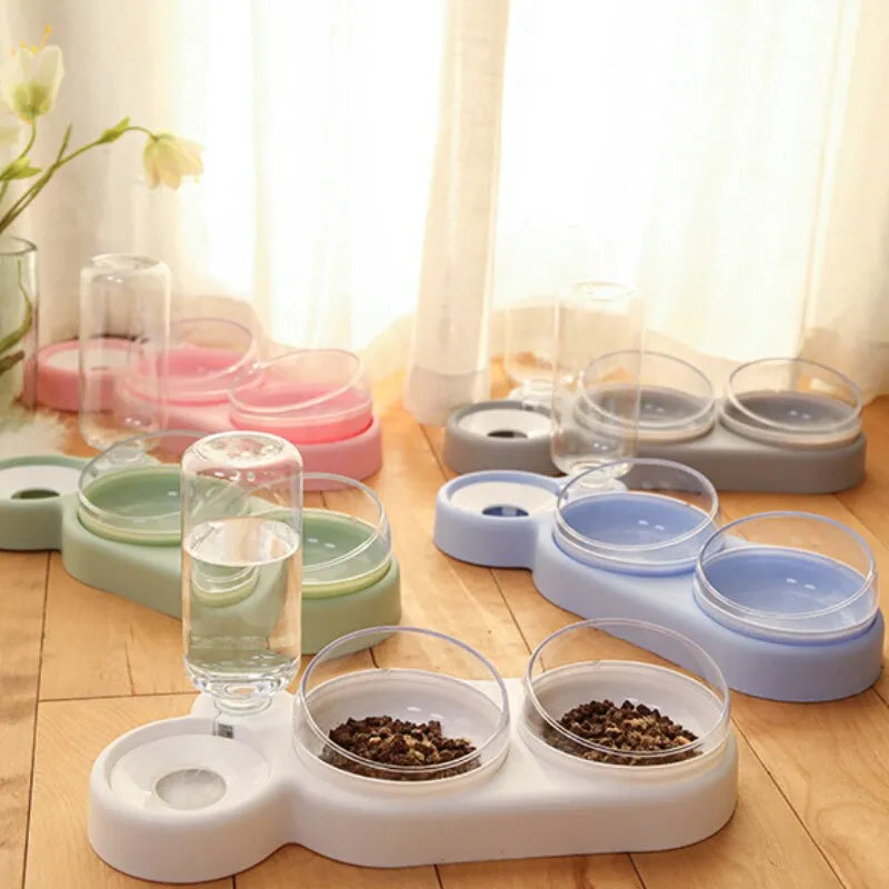 Double Pet Bowl with Automatic Water Dispenser – Trioh™