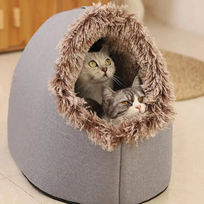Insulated Pet Cave Bed with Removable Cushion for Dogs & Cats – WarmNest™