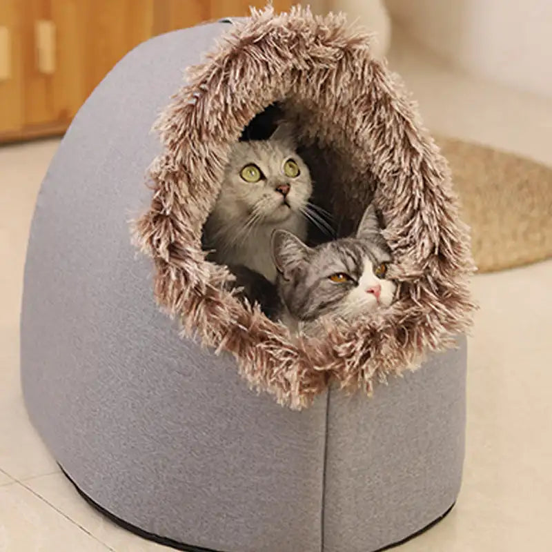 Insulated Pet Cave Bed with Removable Cushion for Dogs & Cats – WarmNest™
