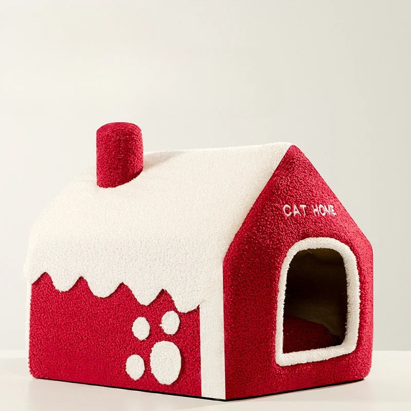 Pet House Bed in Coral Velvet for Small Pets – RubyNest™