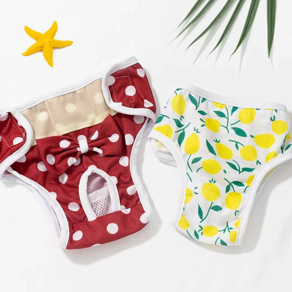 Reusable Dog Diaper for Female Dogs, Lemon & Polka Dot Print – Wistera™