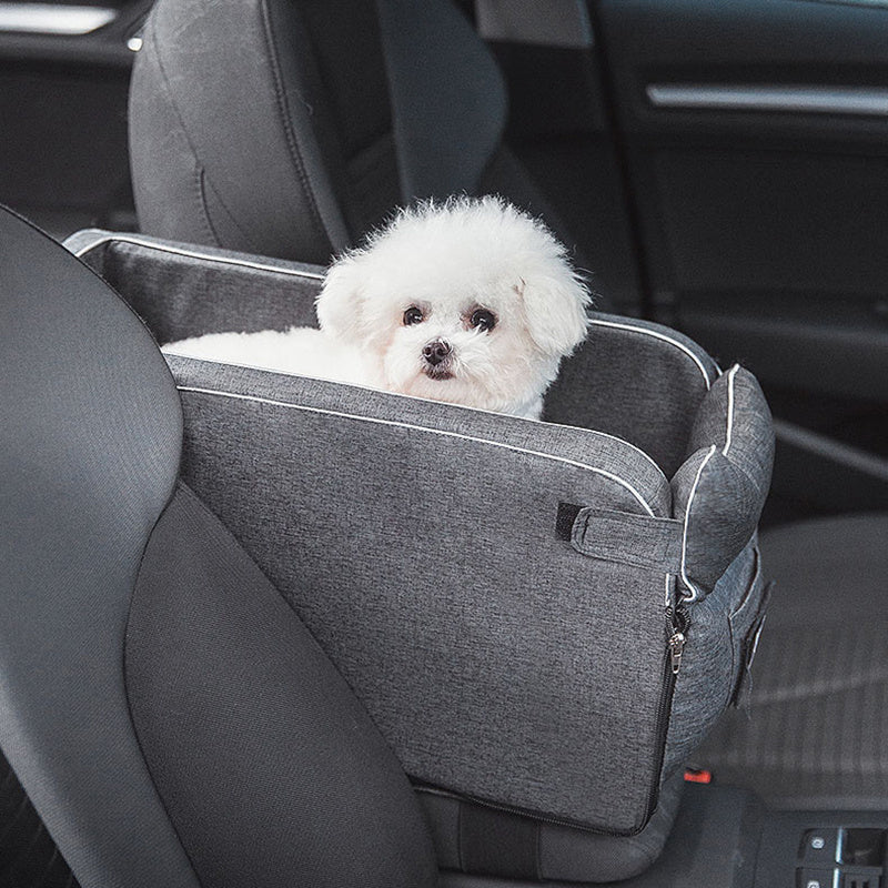 Center Console Pet Car Seat with Safety Leash for Dogs & Cats – Ridemo™