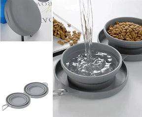 Foldable Silicone Double Pet Bowl for Food & Water – Foldera™
