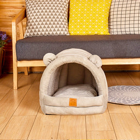Cotton & Velvet Pet Cave Bed for Pets Up to 22 lb – Nestora™