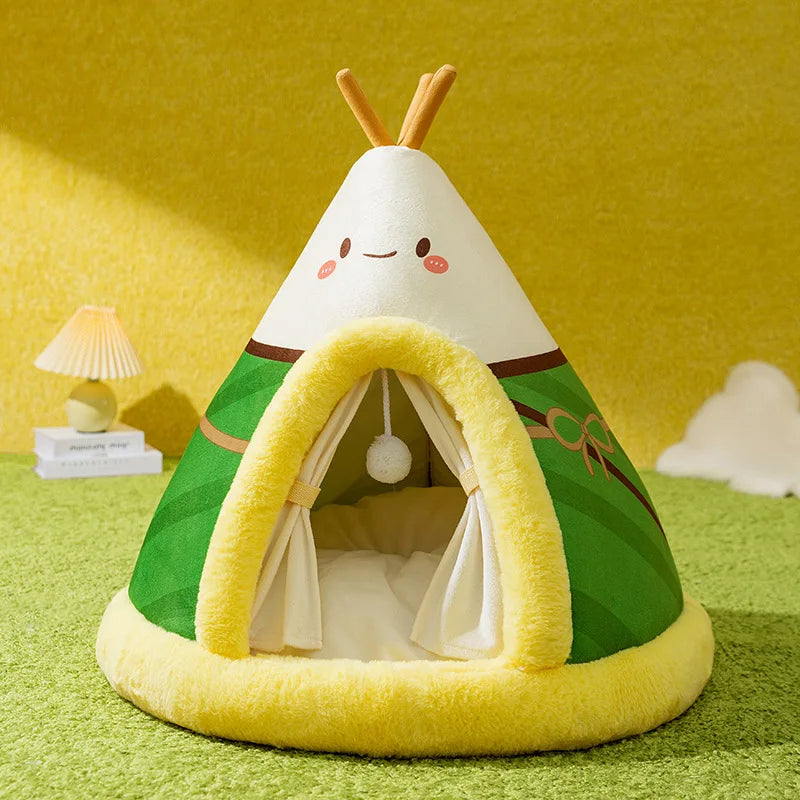 Cotton Pet Cave Bed with Non-Slip Base – CloudBurrow™