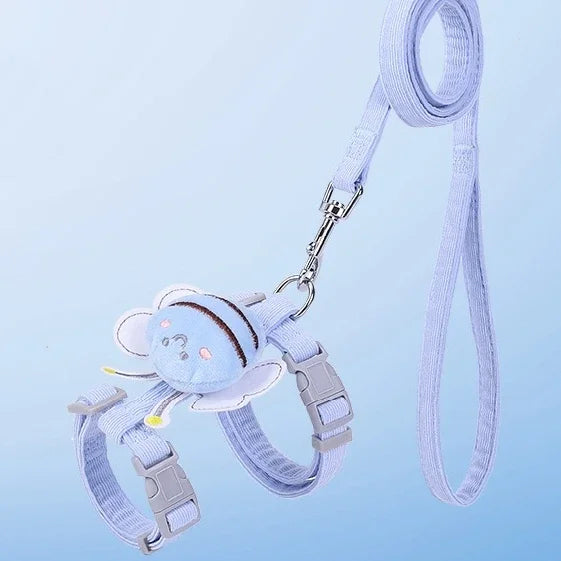 Yellow Bee Design Polyester Collar and Leash Set for Pets – Beezo™