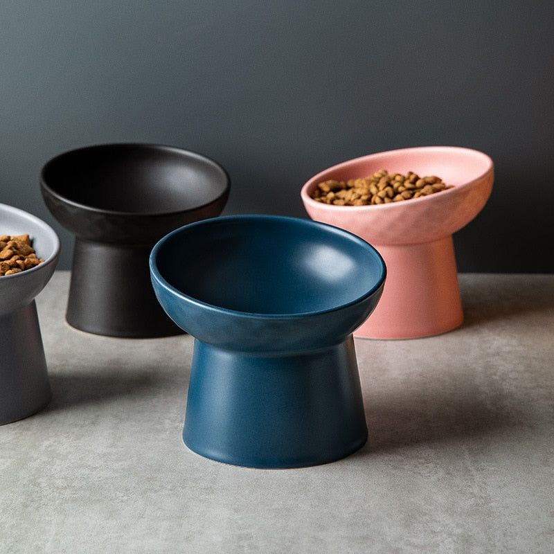 Ceramic Pet Bowl with 15° Tilted Design and Non-Slip Base – Rivoa™