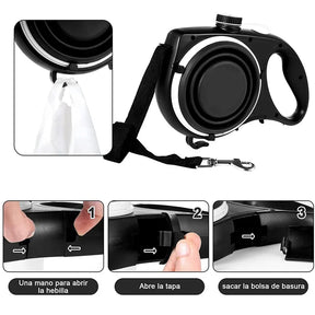Retractable Dog Leash with Water Bottle & Waste Bag Dispenser – Roamly™