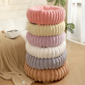 Plush Round Pet Bed with Honeycomb Texture – HoneyPuff™