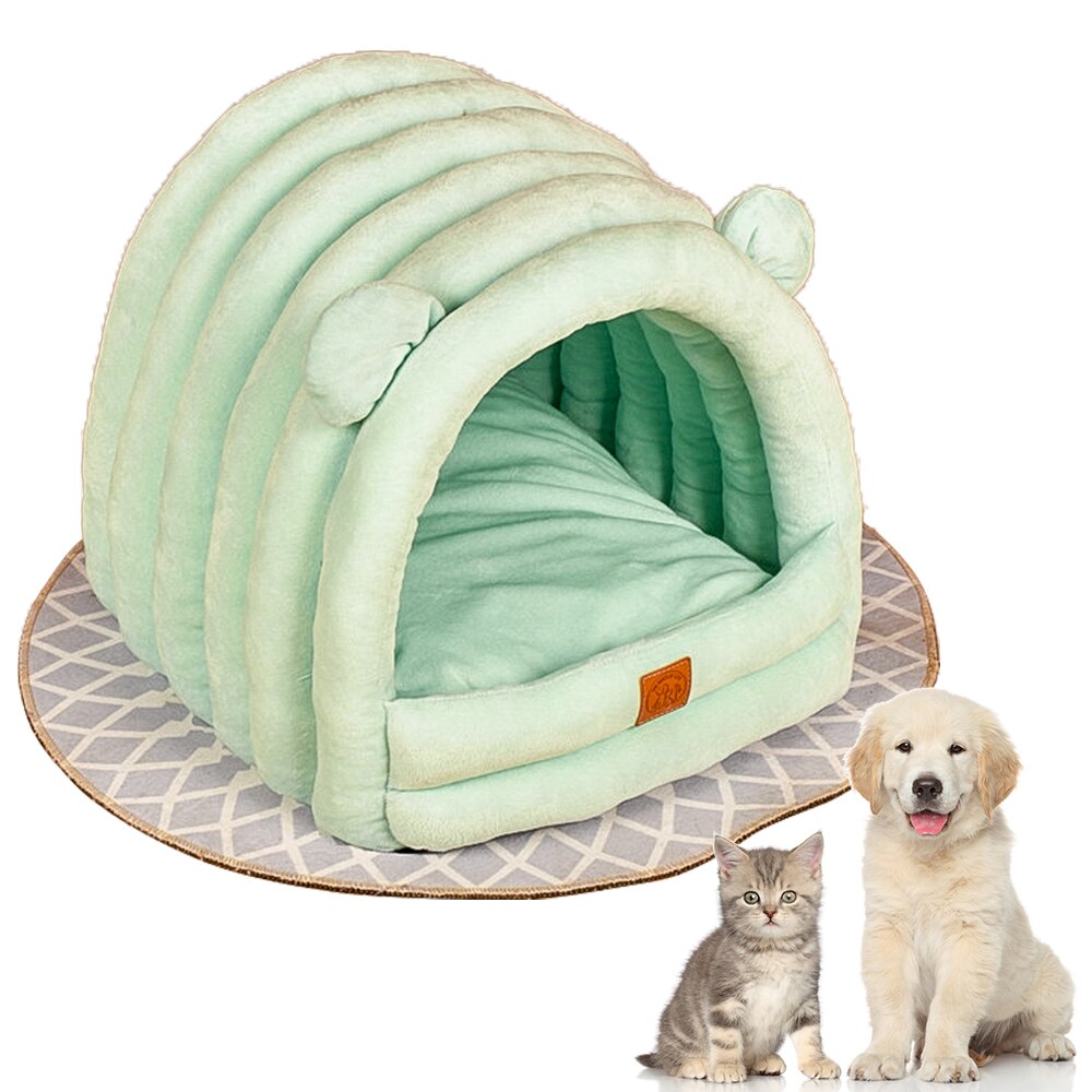 Cotton & Velvet Pet Cave Bed for Pets Up to 22 lb – Nestora™