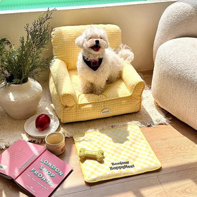 Plaid Pet Sofa Bed with Removable Washable Cover – PetitLounge™