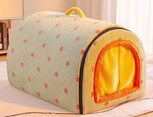 2-in-1 Velvet Cave Pet Bed with Convertible Design – Nestora™