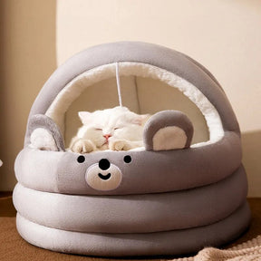Cotton Cave Pet Bed with Non-Slip Base & Hanging Ball – Nestora™