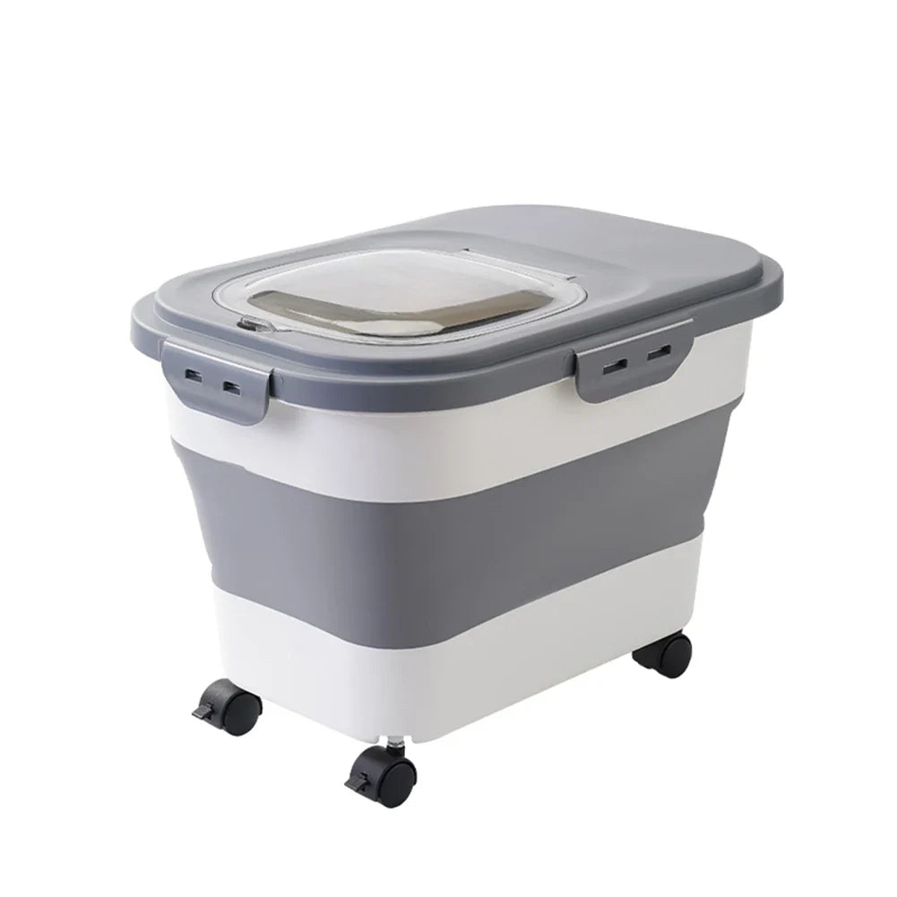Foldable Pet Food Storage Container with Measuring Cup – Vaultra™