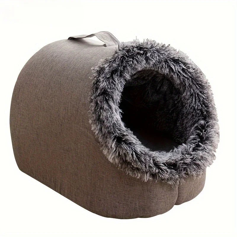 Insulated Pet Cave Bed with Removable Cushion for Dogs & Cats – WarmNest™