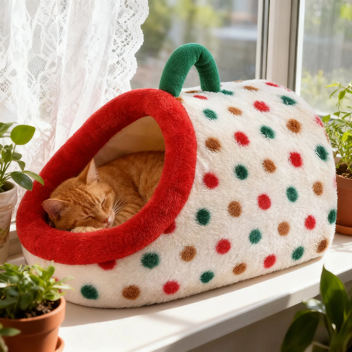 Non-Slip Pet Cave Bed with Removable Cushion for Dogs & Cats – CozyBurrow™