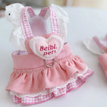 Pink Ruffled Pet Dress with Built-In Collar, Breathable Lining – Frillow™