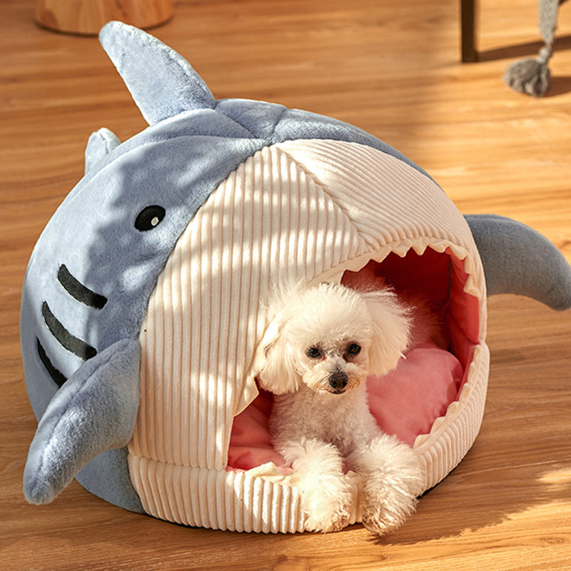 Shark-Shaped Pet Cave Bed with Non-Slip Bottom – SharkNook™