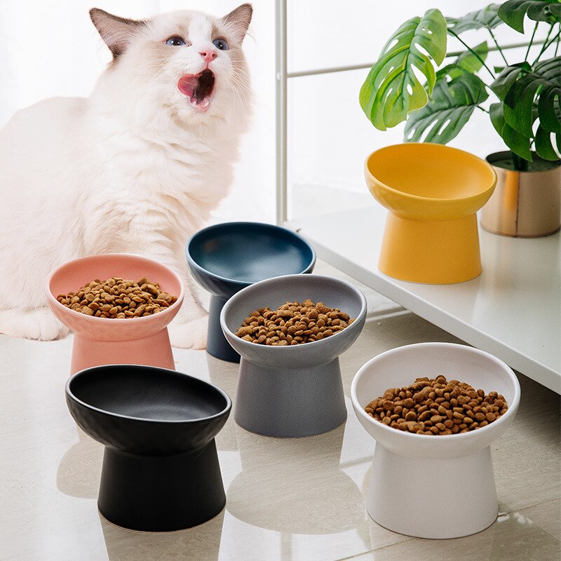 Ceramic Pet Bowl with 15° Tilted Design and Non-Slip Base – Rivoa™